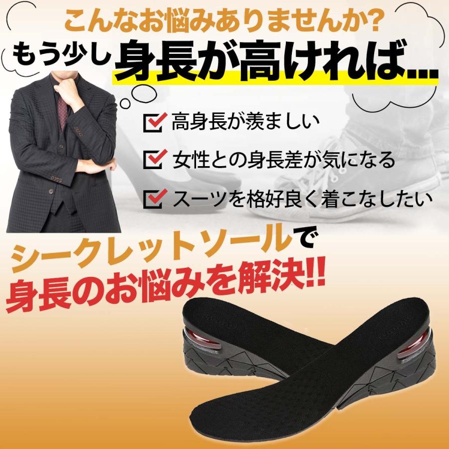 シークレットインソール インソール 身長アップ 最大６cmアップ メンズ レディース  衝撃吸収 エアークッション付き ポイント消化 |  | 01