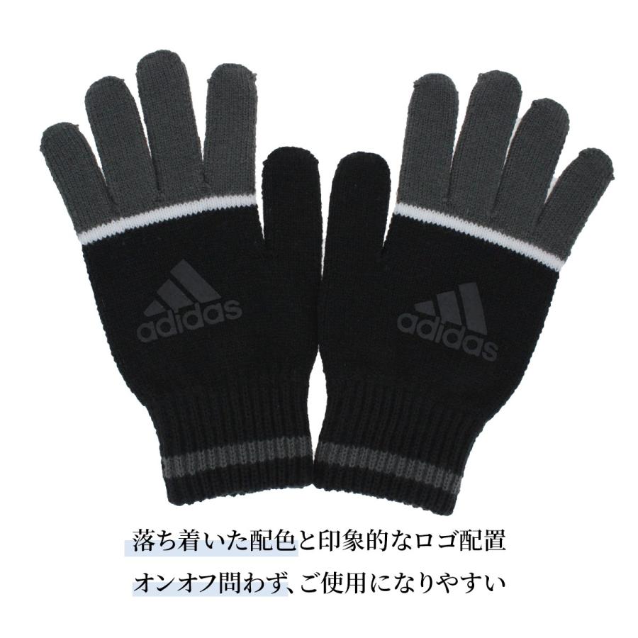 手袋 メンズ 日本製 adidas アディダス 人気ブランド 滑り止め付 手洗い可 五本指 軍手 通勤 ランニング スポーツ サッカー 野球 秋冬 防寒｜yorks-online｜04