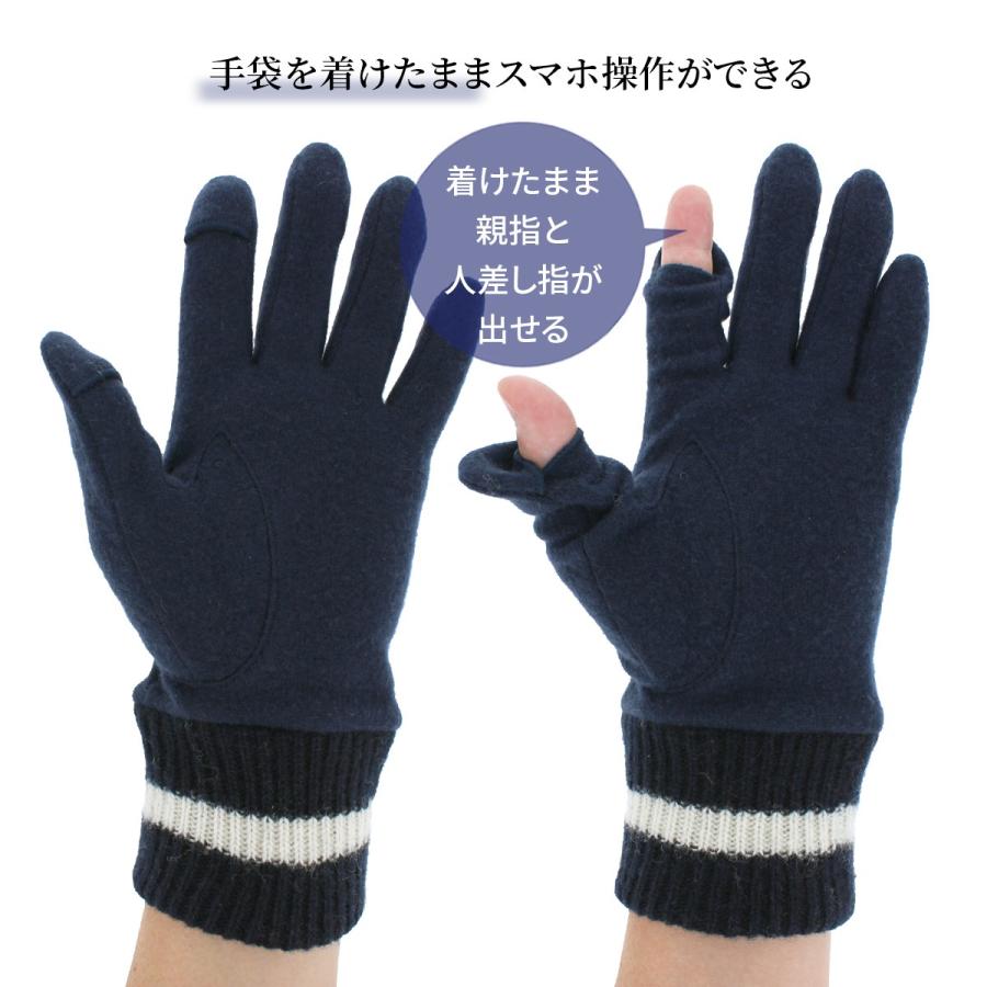 新品タグ付き未使用アニエスベーオムスマホ対応ウール手袋agnes b homme agnes b.（アニエスベー） 手袋 メンズ ブランド 暖かい 指先が出る 指