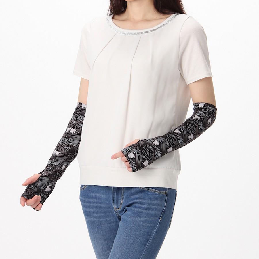 吉田手袋 ロング丈 アームカバー 40cm ストレッチ 指なしタイプ