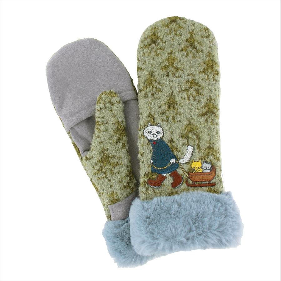 手袋 レディース 暖かい ミトン 指が出る 北欧 スマホ対応 防寒