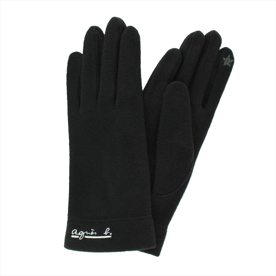アニエスベー　手袋　レザー　黒　スマホ対応　ファー　２１センチ アニエスベー 手袋 レザー 黒 スマホ対応 ファー 21センチ