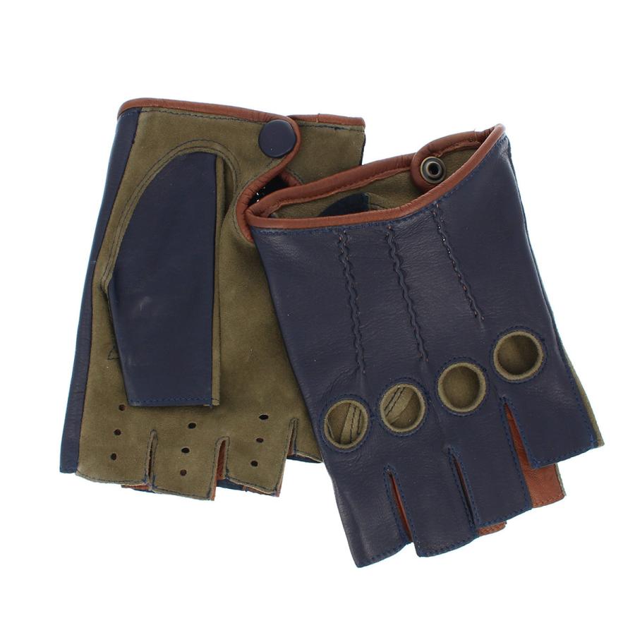 半指 本革 ドライビンググローブ メンズ 羊革 スエード アルタクラッセ カプリガンティ ネイビー 保存袋付 半指 本革 ドライビンググローブ メンズ 羊革 スエード アルタクラッセ