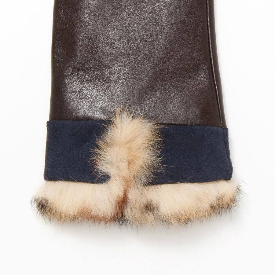 カプリ ガンティ レディース 裾裏たっぷりファー 防寒 エレガント 革