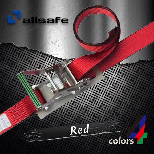 allsafe オールセーフ ラッシングベルト Tワンピース 赤 固定1m×調節2m