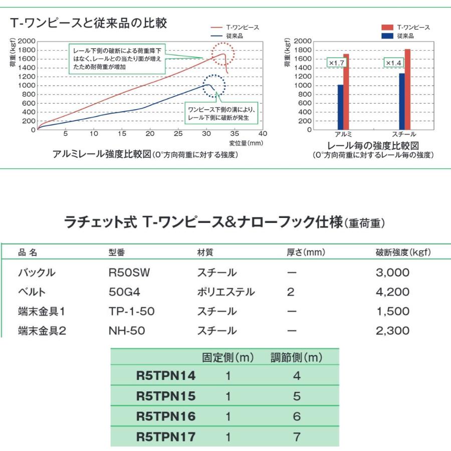 allsafe オールセーフ ラッシングベルト Tワンピース&ナローフック 緑