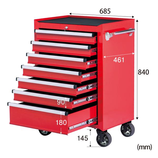 ヨロスト (2台) PITCREW ツールキャビネット 7段 (ワゴン 工具箱) 耐