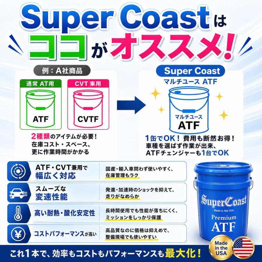 ヨロスト スーパーコースト プレミアムATF 5ガロン（18.9L） | CVT兼用