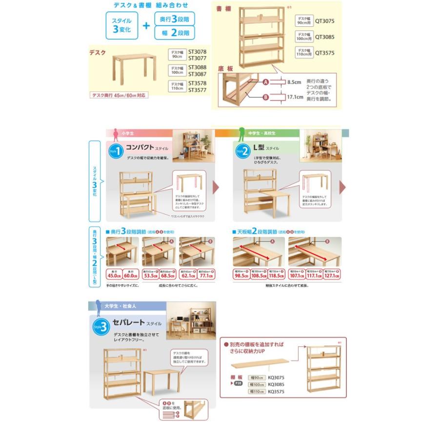 カリモク ボナシェルタ 書棚2点セット 幅110 (デスク 書棚) 学習机 PCデスク 送料無料｜yorokobi｜06