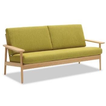 【美品】カリモク ソファ WD4303 長椅子 3人掛け ブナ　平織布地 カリモク家具（KARIMOKU FURNITURE） カリモクソファ 3人掛 木肘