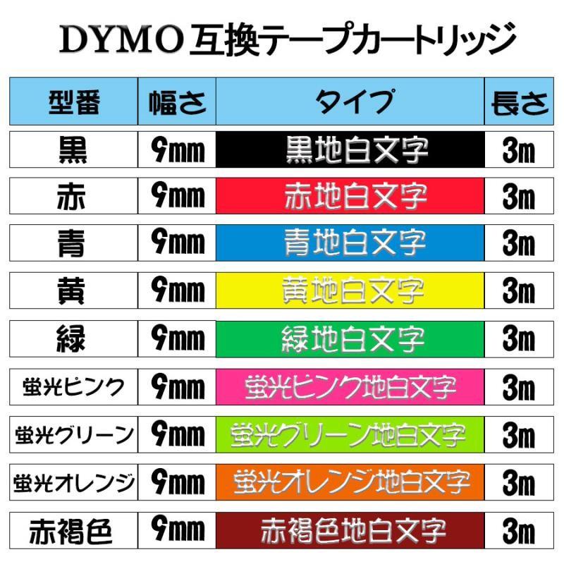 ダイモ用 Dymo用 テプラテープ 互換 幅 9mm 長さ 3m 全 20色 メタリックカラー・テープ マ グロッシーテープ リフィルテープ 2個セット｜yorokobiya｜02