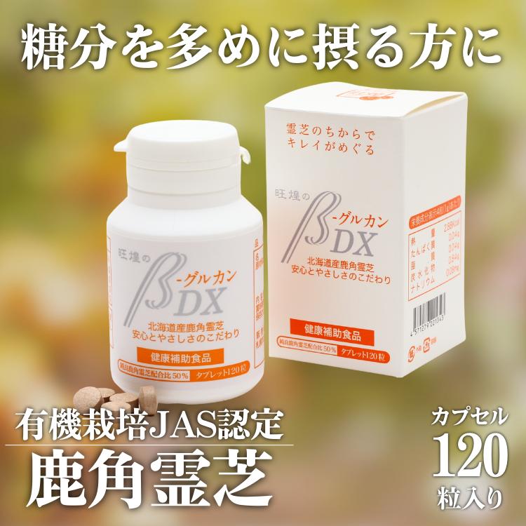 β−グルカンDX 120粒 サプリ 有機栽培JAS認定霊芝使用 純北海道産100 
