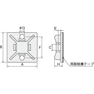 HellermannTyton（ヘラマンタイトン） MB4A-B-VHB2 マウントベース 黒 