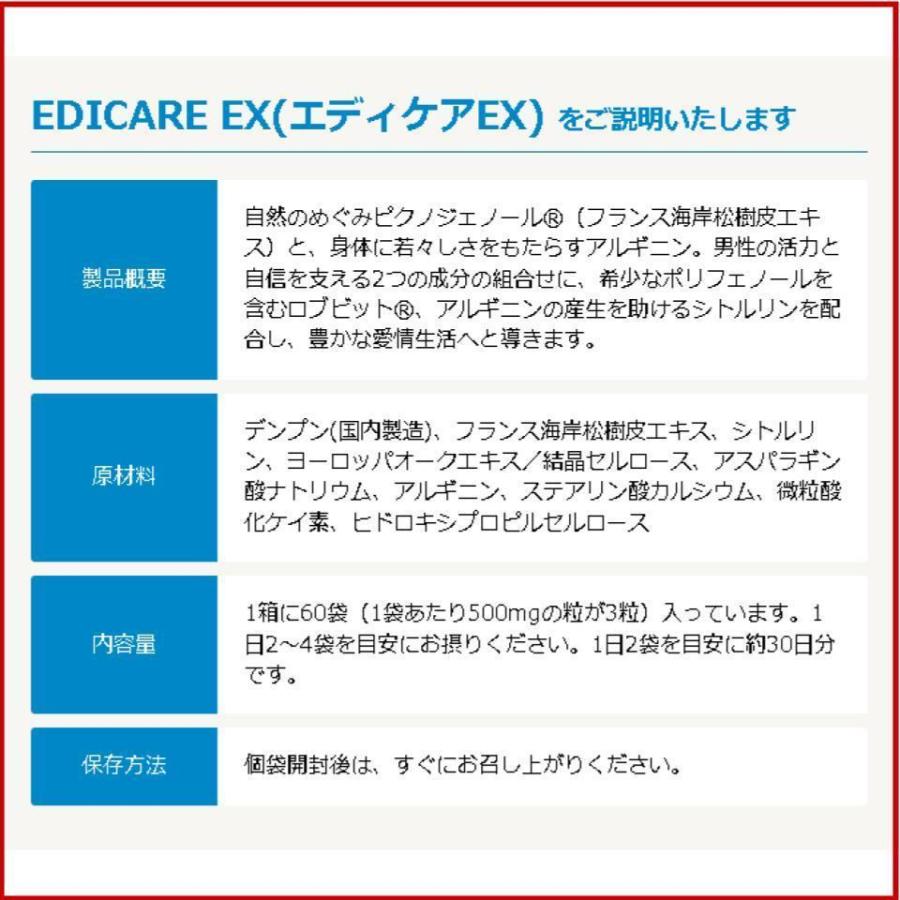 エディケアEX 40袋 120粒(1袋3粒) 小林製薬 EDICARE EX アルギニン ピクノジェノール サプリメント タブレット 活力 健康 お試し 小分け ばら売り ポイント消化｜yorozu-ya-onlineshop｜06