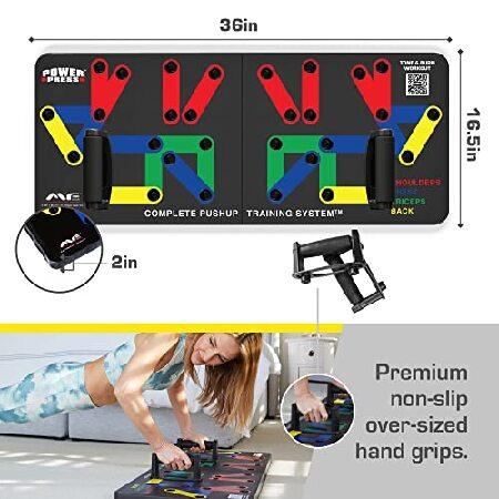 ショッピング日本 POWER PRESS Push Up Board - Home Workout Equipment， Push Up Bar with 30+ Color Coded Combo Positions for Exercise - Portable Gym Accessories for men a