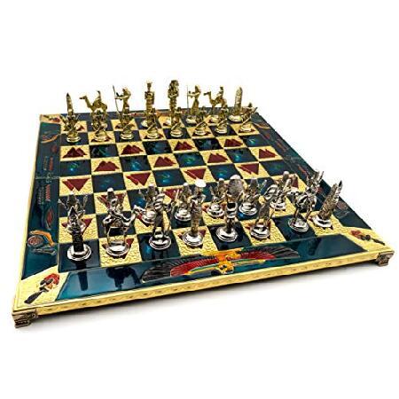 100％安いHelcee ハンドメイドエジプトメタルチェスセット 木製