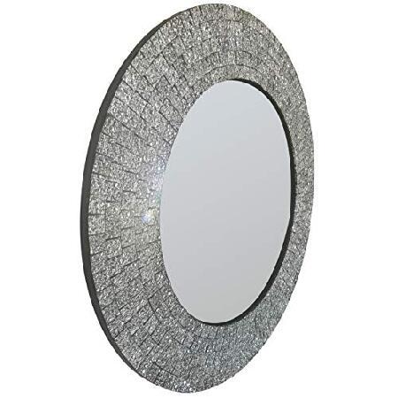 DecorShore　24　in.　Home　Sparkling　Effervescent　Mosaic　Wall　Glamorous　in　Decor　Glass　Silver　Mirror