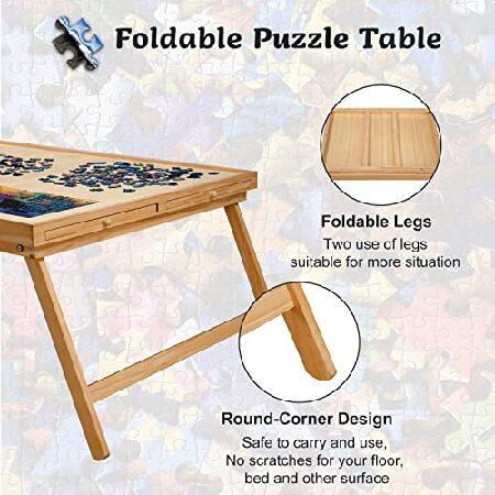 1500ピース 折りたたみパズルテーブル パズルボード 折りたたみ式脚 4つの引き出し＆カバー付き 34インチ x 26インチ 木製パズルテーブル 大人用 ポータブル折り 