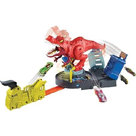 最も完璧な Hot Wheels T-Rex Rampage Track Set ， Works City Sets， Toys for Boys Ages 5 to 10