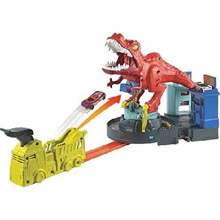 最も完璧な Hot Wheels T-Rex Rampage Track Set ， Works City Sets， Toys for Boys Ages 5 to 10