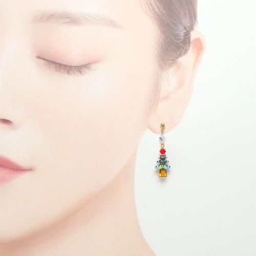 クリスマスツリー スワロフスキー ピアス イヤリング レディース