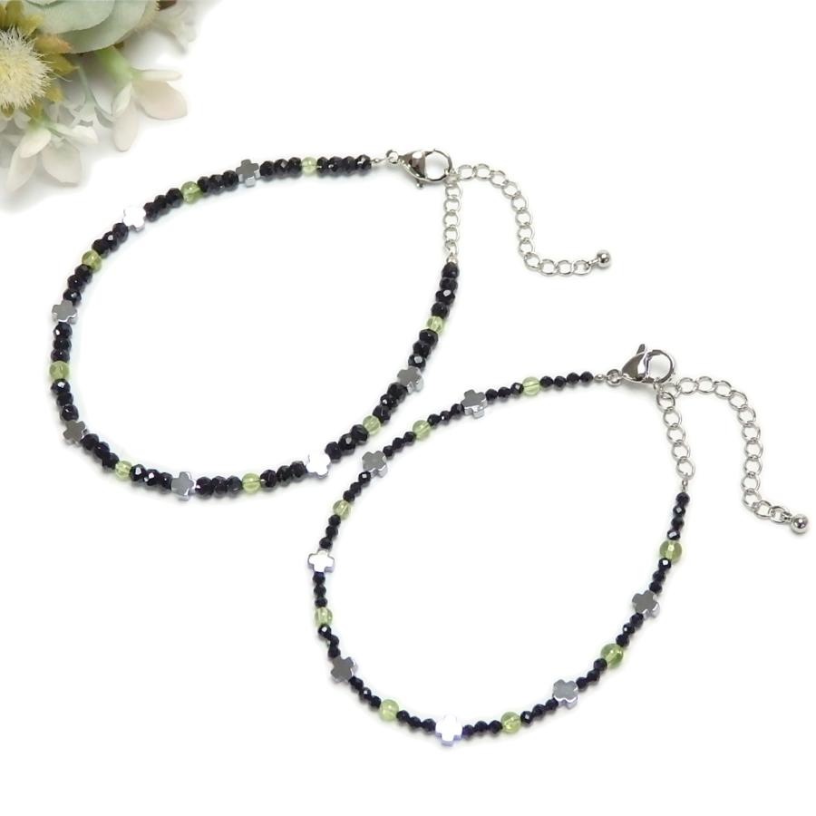 メール便 ブレスレット ブラックスピネル ペリドット ヘマタイト