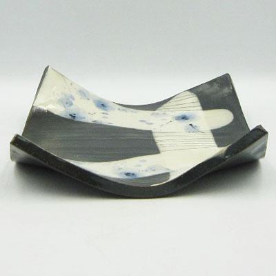 美濃焼黒土小花正角盛皿陶器角皿大皿5枚セットレトロ飲食店