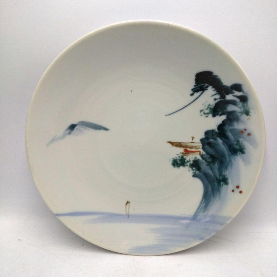 美濃焼 8寸丸皿 山水 5枚セット 陶器 昭和レトロ C-24 : よろづや百貨