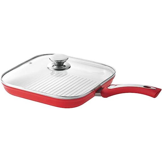 送料無料 D&S アルミフォージドグリルパン フタ付 ホワイト