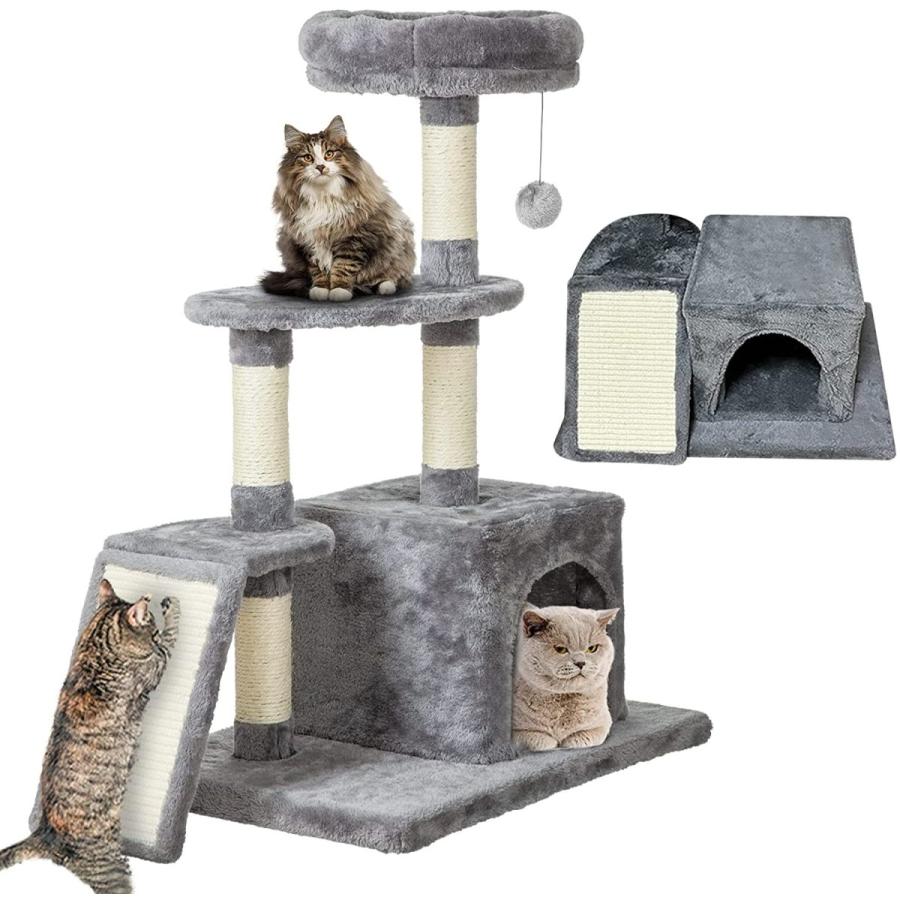 BirdFlix 輝い キャットタワー猫登りタワー据え置き 猫ハウス 安定したペア三角構造しています 変形する 展望台2台 おすすめ特集 ふかふか 爪とぎ キャットランド