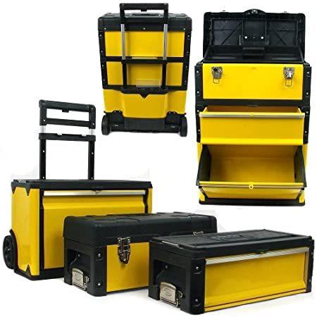 3-in-1 Rolling Tool Box with Wheels, Foldable Comfort Handle, and Removable セミディープソケット