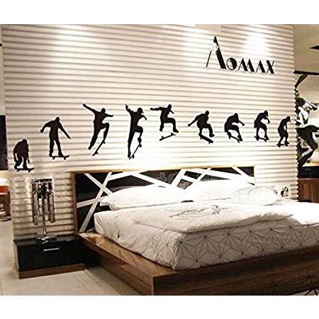 ufengke Fashion Silhouette of Skateboarding Wall Decals, Living Room Bedroo
