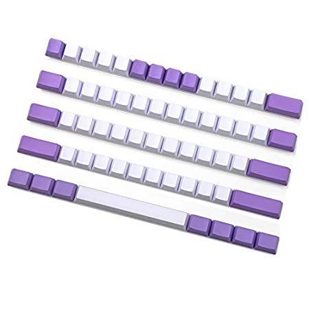NPKC White Purple Mixed 61 ANSI KEYSET OEM Profile Thick PBT KEYCAP set For