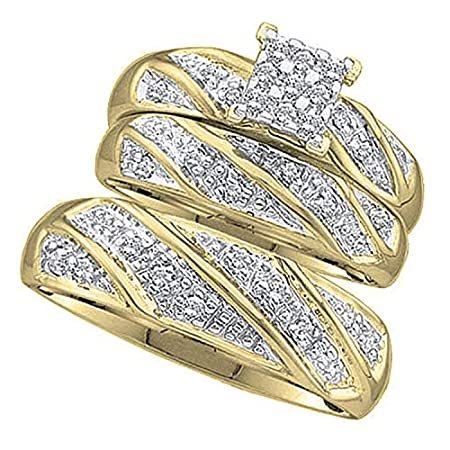 超安い品質 3 Ct 10 Kイエローゴールドラウンドダイヤモンドのメンズ レディース婚約リングトリオセット1 0 30カラットctw 送料無料で 価値ある商品をsale価格でお届けします 冠婚葬祭 宗教用品 Psaltryinternational Com