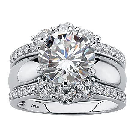 通販サイト ブライダルリングセット プラチナメッキ スターリングシルバー ラウンドキュービックジルコニア 2ペア ソリティアジャケット 在庫商品 Www Like It Jp