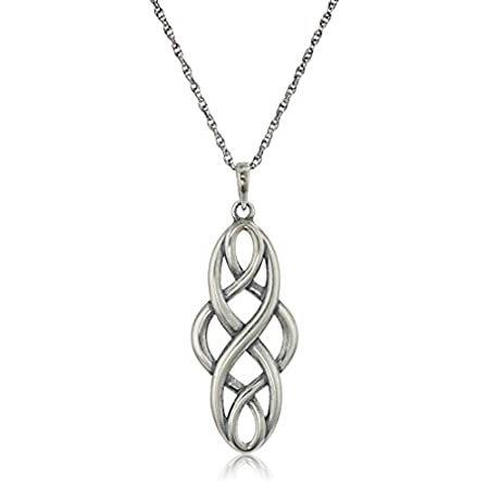 は自分にプチご褒美を Oxidized Sterling Silver Celtic Knot Pendant Necklace, Gray, 18 Inch ネックレス、ペンダント