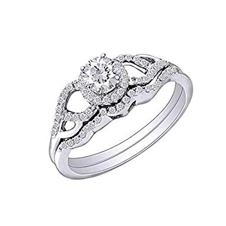 【超新作】 Wishrocks Round Diamond Bridal Wedding Engagement Ring In 14kt White Gold B ネックレス、ペンダント