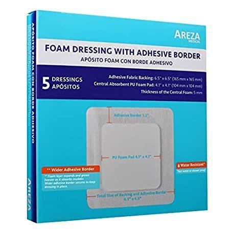 Foam Wound Dressing with Adhesive Border 6.5" x 6.5" Central Foam: 4.1" x 4 エルボーガード
