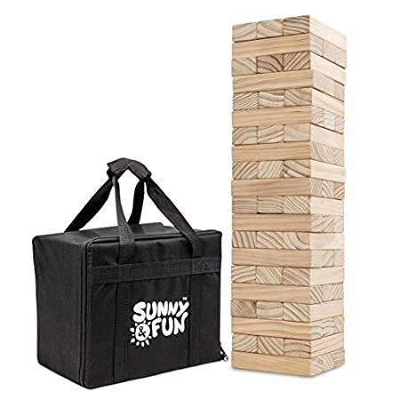 Sunny & Fun Large Tumbling Tower | 60 Piece Set Oversized Wooden Toppling B 屋外遊具
