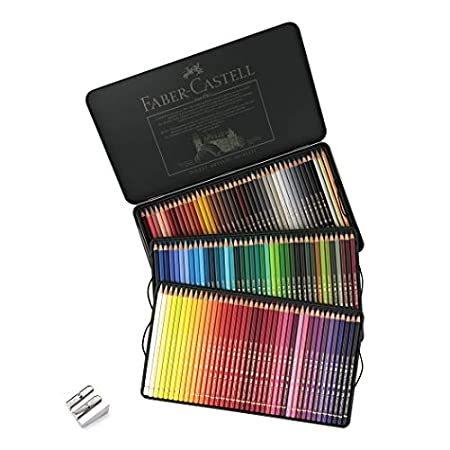【海外輸入】 アーティスト Polychromos Faber-Castell 色鉛筆セット ブリキギフトセット 120 色鉛筆 ポリクロモス プレミアム品質 - 色鉛筆