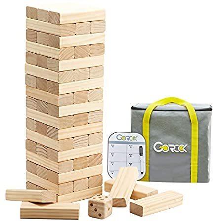 人気ブランド 木製ブロックビルディングゲーム 56ピース スコアボード付き 木工ゲーム ジャイアントタンブラータワー Gorock 屋外裏庭 ( 家族用 大人 子供 ボードゲーム