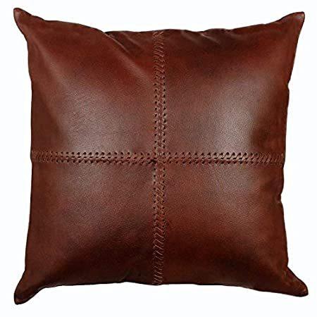 最安値挑戦！ Leather Soft Cover, Cushion Leather Genuine Skins Benjer Pillow Livin Case, 首枕、ネックピロー