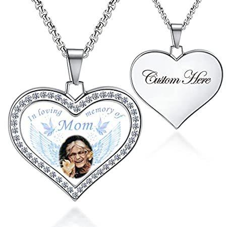 人気 Fanery Sue カスタマイズ写真メモリアルハートネックレス メンズ レディース カスタマイズ可 画像刻印 文字ハート形 ドッグタグネックレス ギ ネックレス ペンダント Images Dvb No