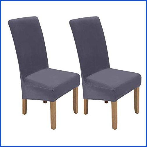 【新品】Colorxy Large Velvet Spandex Chair Covers for Dining Room Set of 2, Soft Stretch Chair Protectors Slipcovers, Removable and Wash