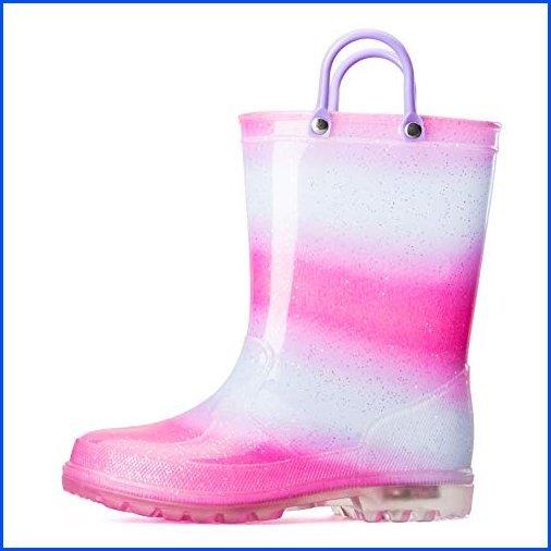 ビッグ割引 Komforme 新品 K 便利 オシャレな海外の日用雑貨をお得にゲット 幼児用ライトアップレインブーツ Littl 11 サイズ Us パターンとグリッターハンドル付き キッズ ジュニアシューズ