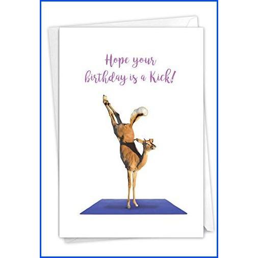 【日本限定モデル】  【新品】Wildlife Yoga、アンチロープ：封筒付きの柔軟性のある平穏な鹿を説明する誕生日カード C7030IBDG【 その他レター用品