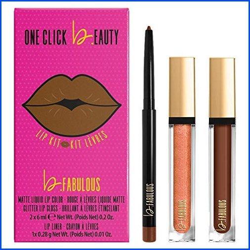 【新品】One Click Beauty b.FABULOUS 3-Piece Lip Kit, Longwear Makeup, The Warm Nudes【並行輸入品】 アイシャドウ