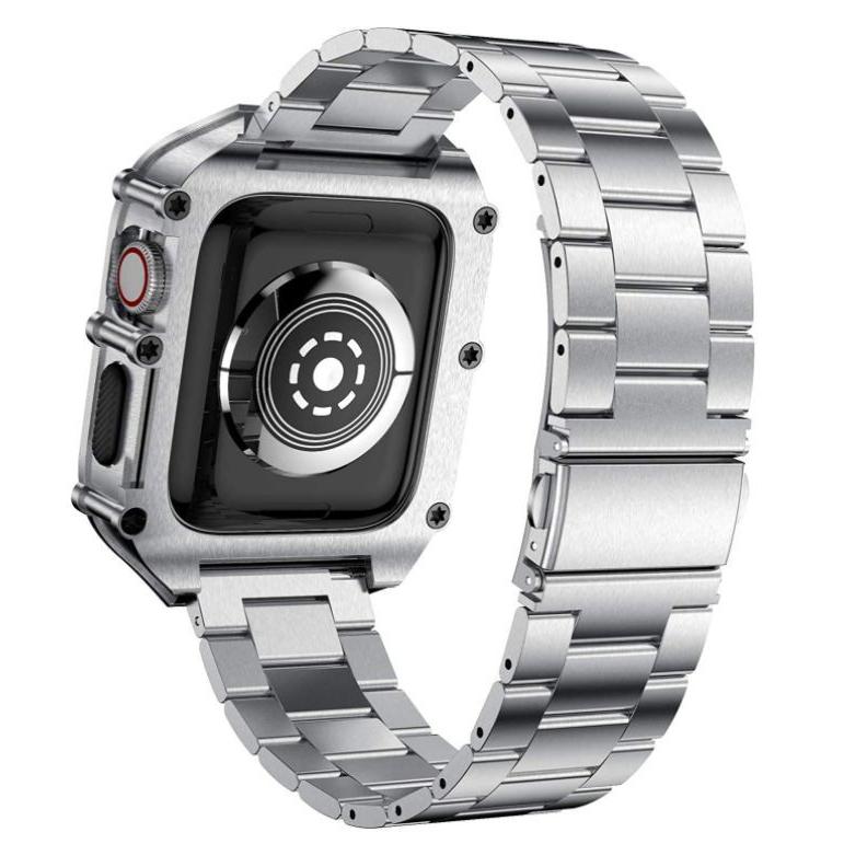 【新品】T-ENGINE Apple Watchシリーズ5 40mmケーススクリュー固定、ステンレススチールケース、バンド付き、 :M
