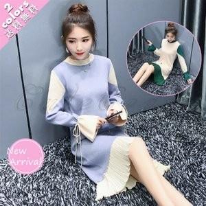 爆売り ニットワンピース レディース 長袖 バイカラー 膝上 カジュアル ファッション 可愛い きれいめ 春秋冬 エレガント おしゃれ P Csdof079 よろずや雑貨市場 通販 Yahoo ショッピング 正規激安 Www Ladislexia Net