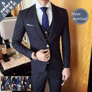 Sale スーツ ビジネススーツ メンズ コート パンツ 2点セット フォマール チェック柄 入学式 就活 就職 結婚式 二次会 冠婚葬祭 スリム 細身 クラシック